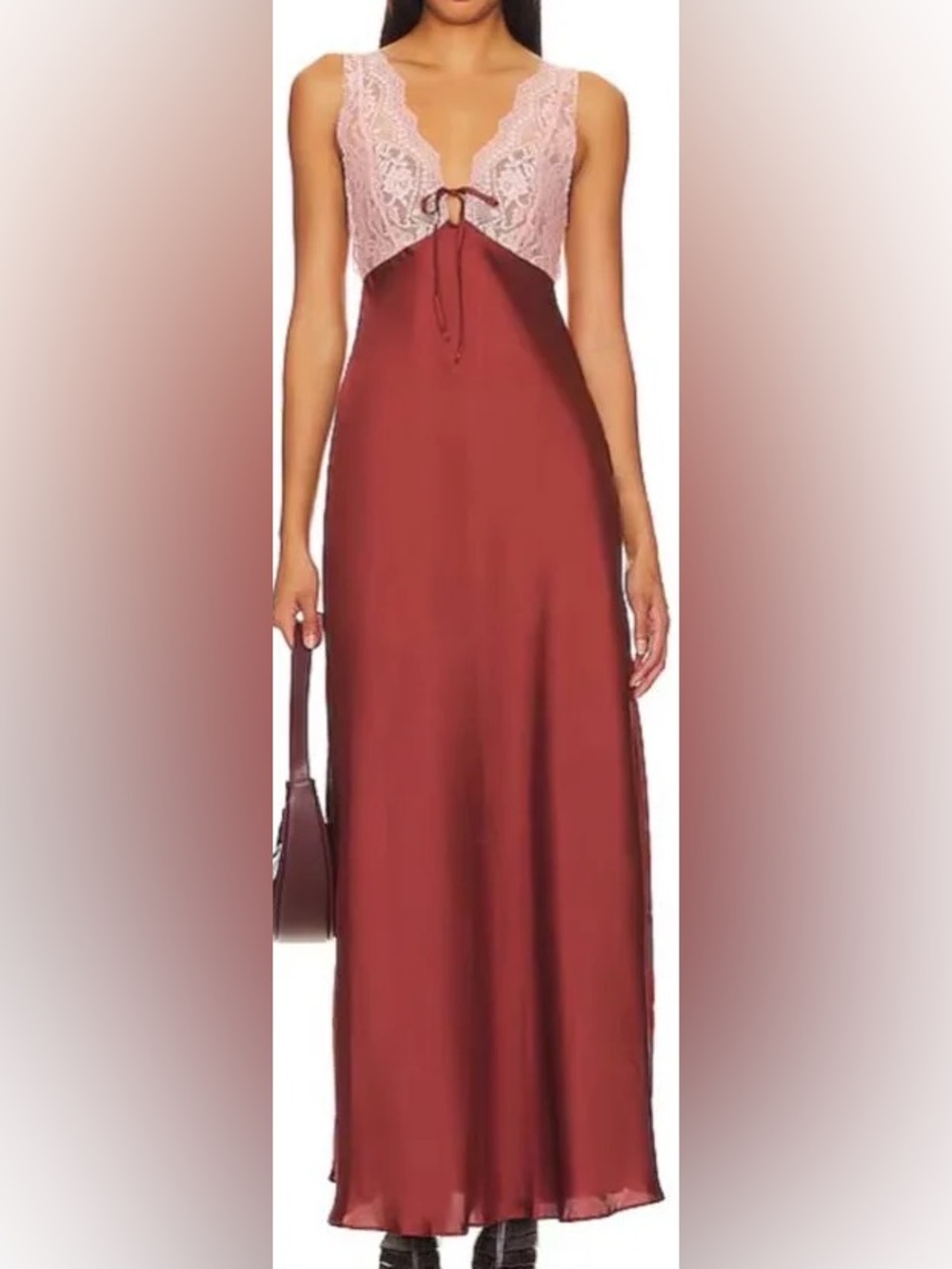 Free People Country Side Lace Trim Nightgown in Sparkling Cider